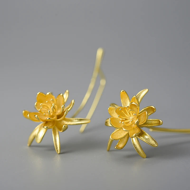 lotus dangle gold earrings online