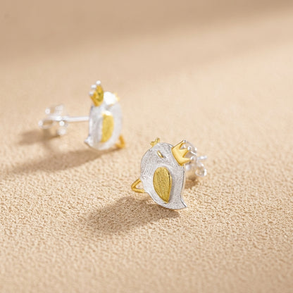 Tiny sterling silver bird stud earrings in a minimalist sparrow design, handcrafted from high-quality 925 silver
