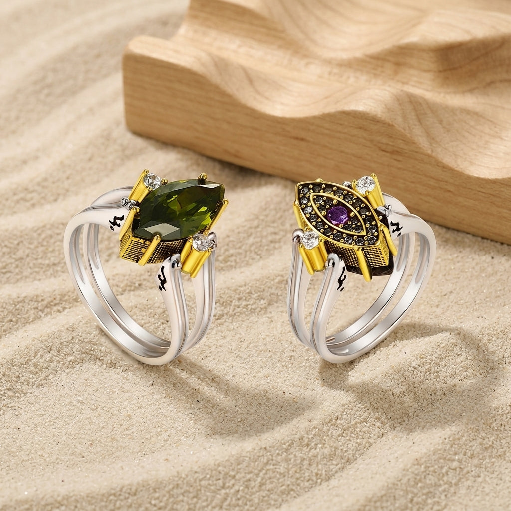 Veloura silver ring featuring a vibrant green peridot zircon stone.