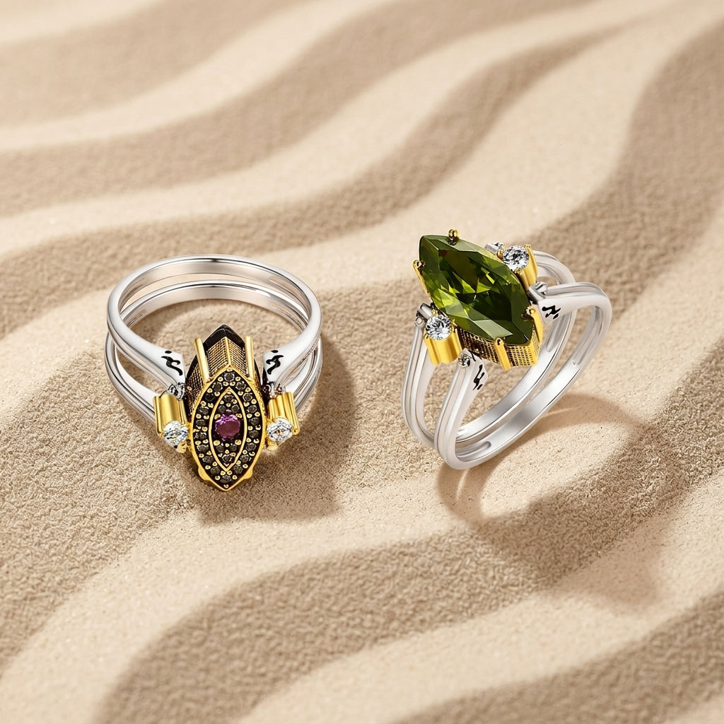 18K gold plated sterling silver ring with purple amethyst zirconia.