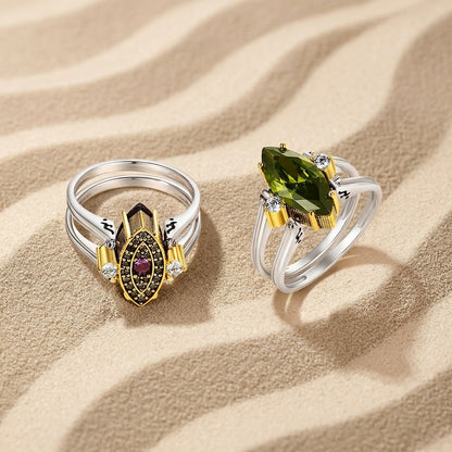 18K gold plated sterling silver ring with purple amethyst zirconia.