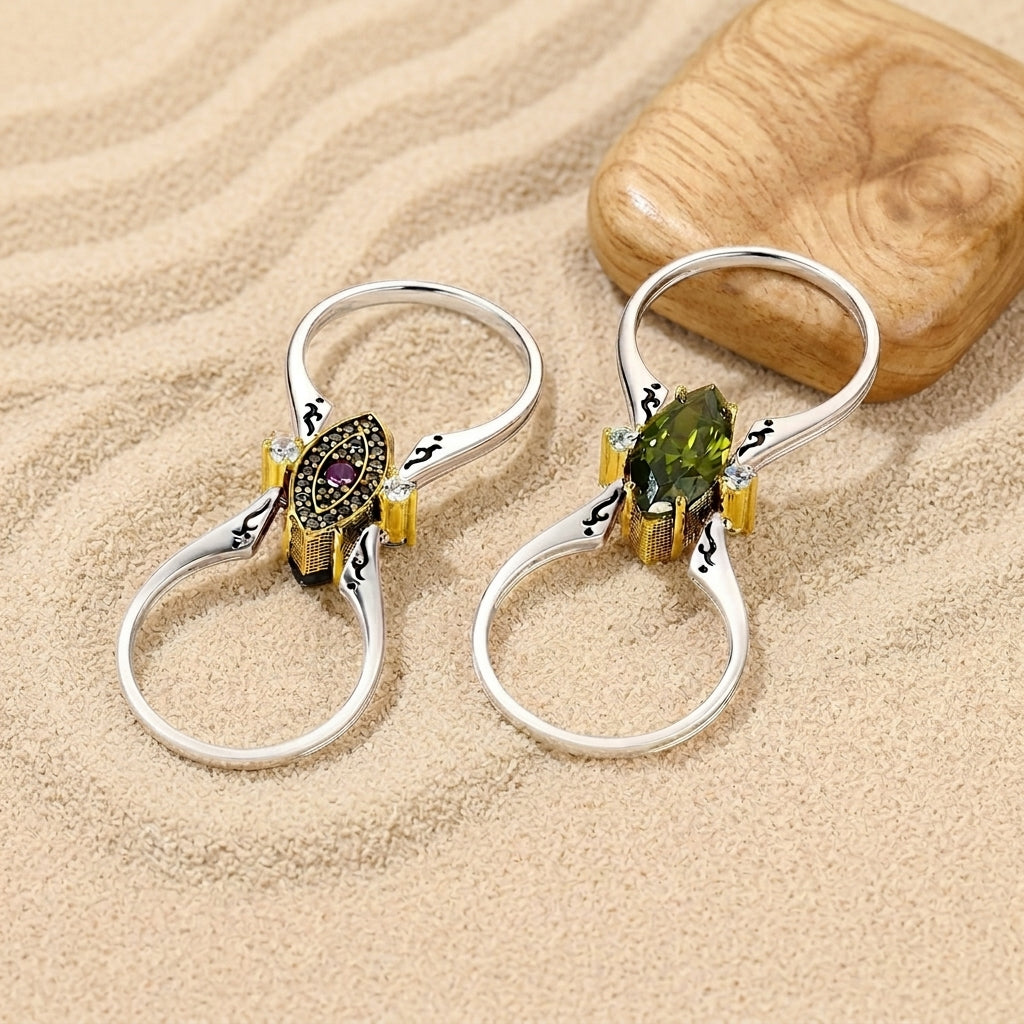 Veloura reversible ring in sterling silver with 18K gold plating