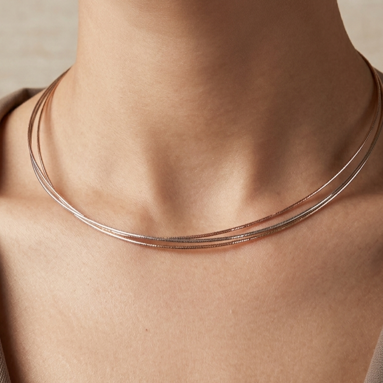 3 tone silver unique choker  for fashion lovers